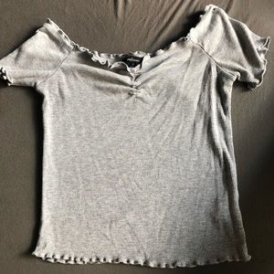 Never worn grey crop top off shoulder